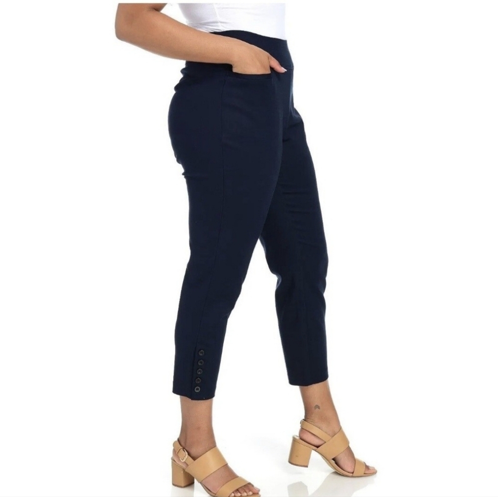 Christopher Banks Signature Slimming Ankle Button Pants Navy Pull on Size 4